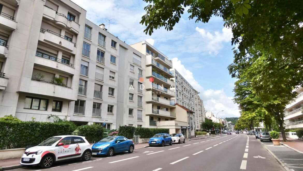 Rue avec immeubles résidentiels et voitures garées à Sceaux.
