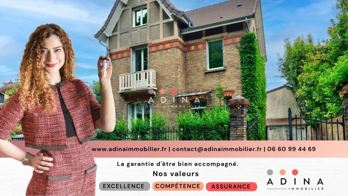 Agence immobilière devant une maison en briques à Le Plessis-Robinson.